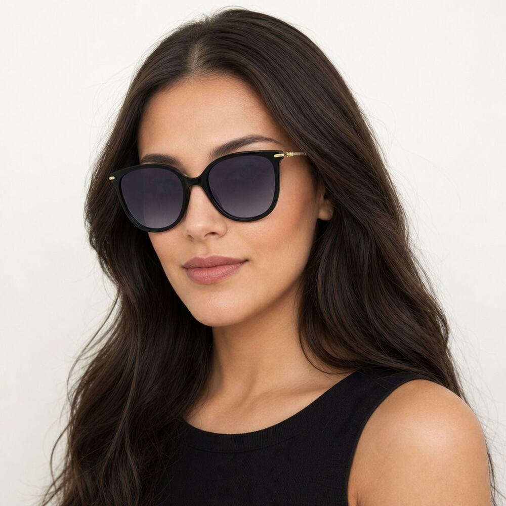 NEW Carolina Herrera HER 0229/S 0P9X9O Black/Gold with Glitter Sunglasses